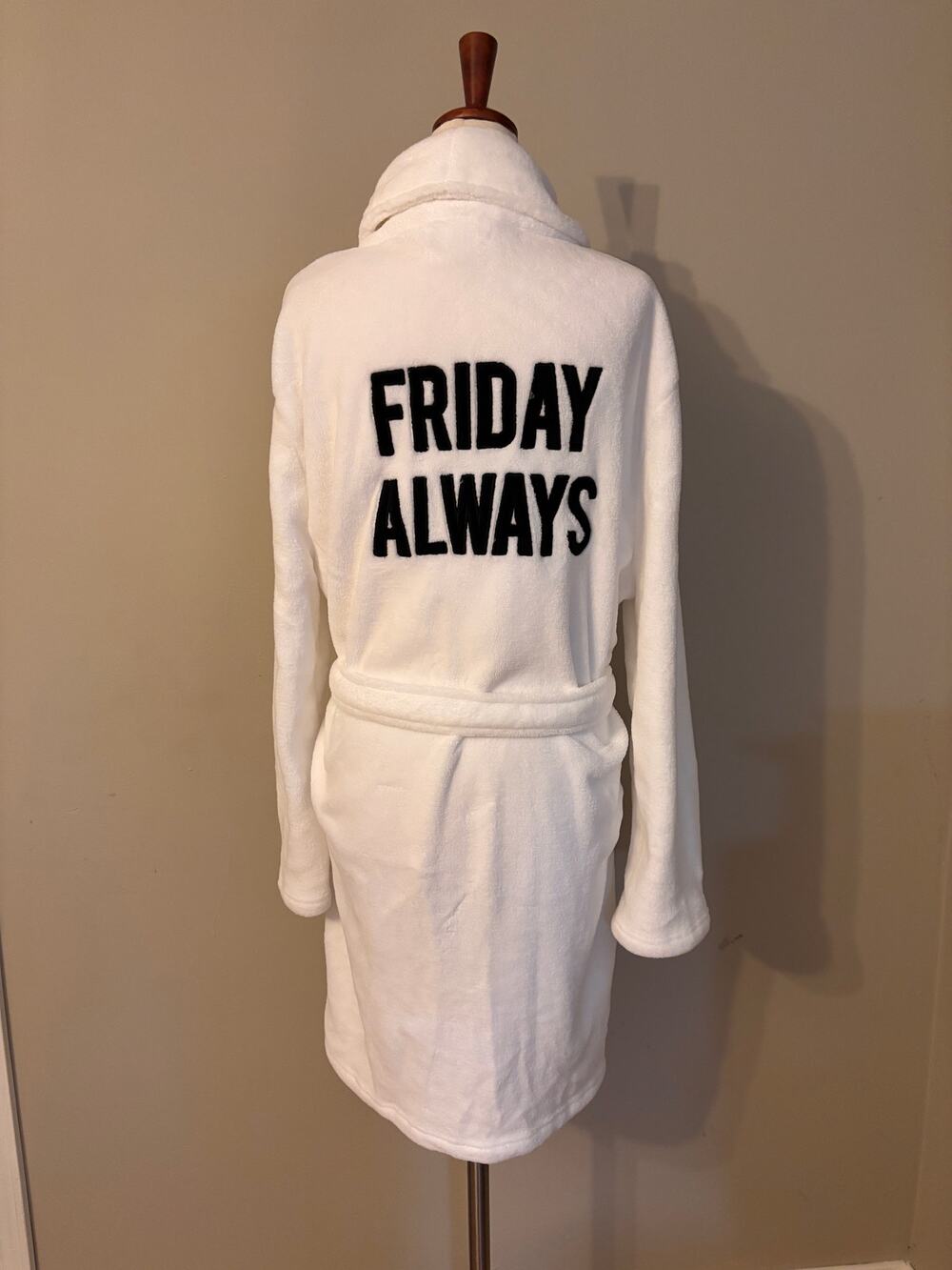 PB Dorm Friday Always White Plush Robe One Size